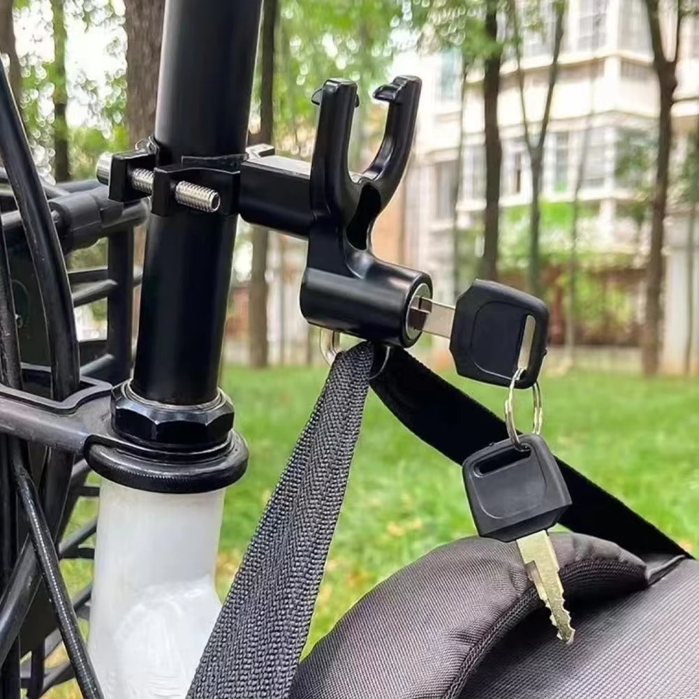 Universal Metal Motorcycle Helmet Lock Bike Handlebar Helmet Anti-Theft Safety Lock Accessories Wih Hooks and Two Keys