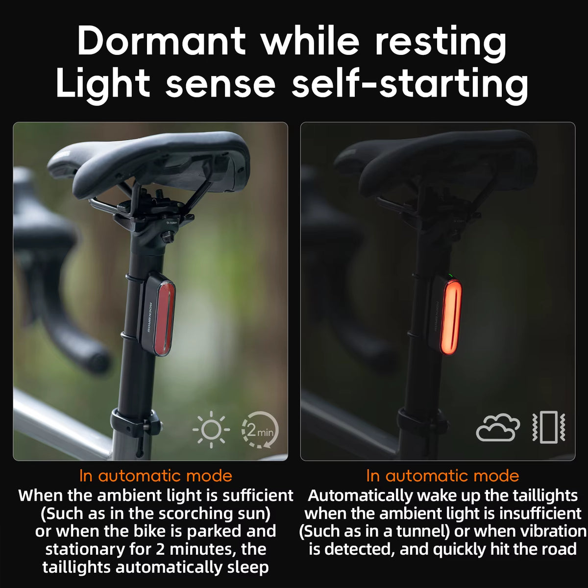Bicycle Light Magnetically Absorbed Smart Brake Tail Light MTB Bike Lights Road Bike Night Tail Light Cycling Equipment