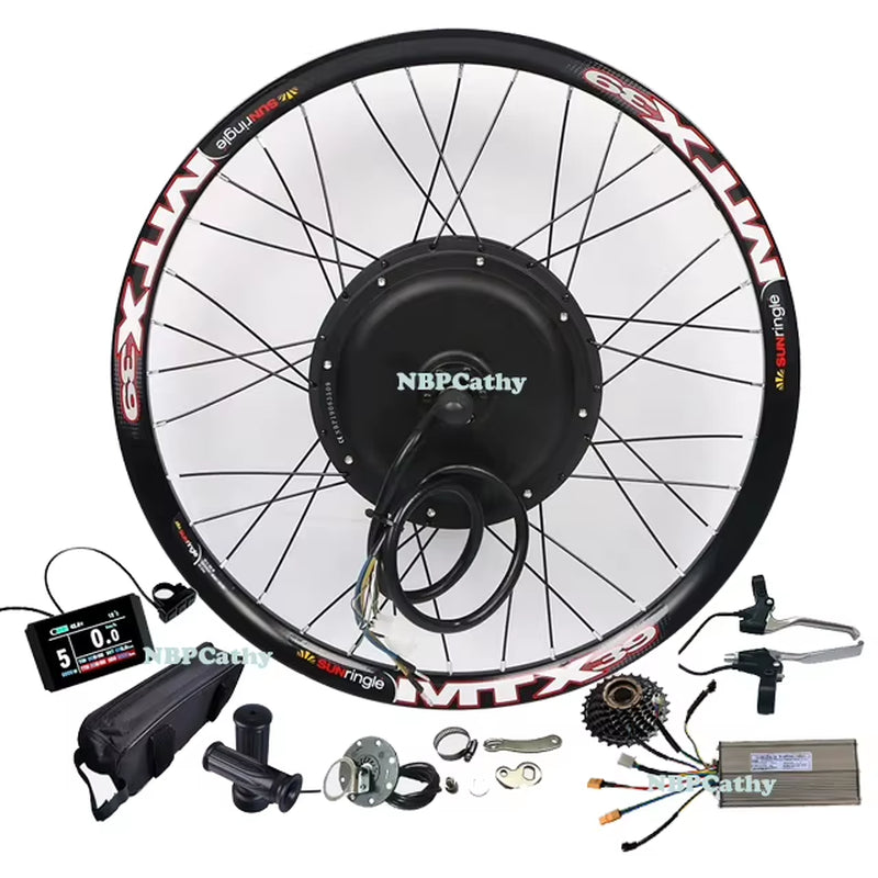 2000W Ebike Conversion Kit MTX39 Rim 2000W Electric Hub Motor Bike Kit Rear Wheel 52V Electric Bike Kit