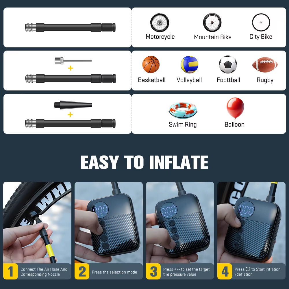 Car Exquisite Portable Mini Inflatable Treasure Suitable for Mountain Road Bicycle Motorcycle Car Inflator
