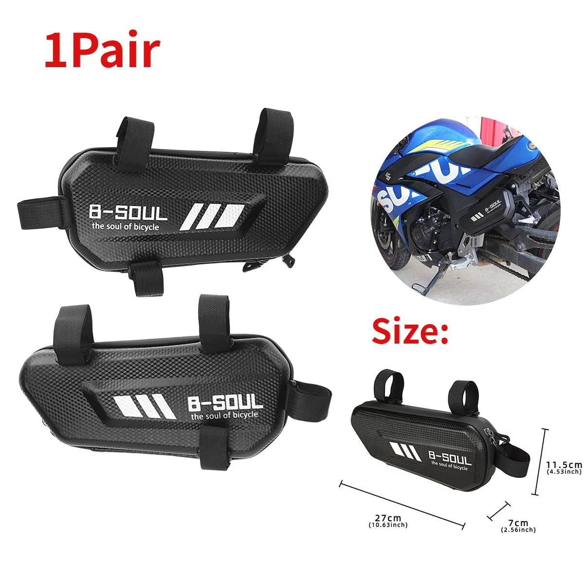 Motorcycle Side Bags Waterproof EVA Hard Shell Electric Bike Hanging Bag Mountain Bike Triangle Pouch Bag Motorcycle Saddle Bag