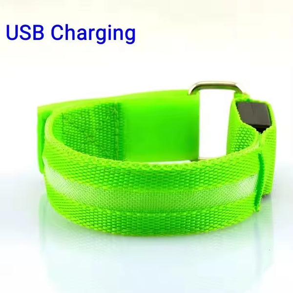 Outdoor Night Running Armband USB Rechargeable LED Light Sports Safety Belt Arm Leg Warning Wristband Cycling Bike Bicycle Light