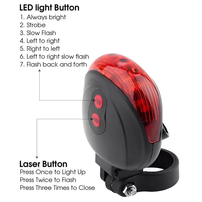 Fietsachterlicht met 5 LED's en 2 lasers – foto 6