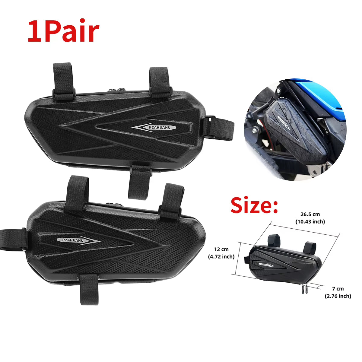 Motorcycle Side Bags Waterproof EVA Hard Shell Electric Bike Hanging Bag Mountain Bike Triangle Pouch Bag Motorcycle Saddle Bag