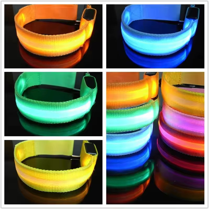 Outdoor Night Running Armband USB Rechargeable LED Light Sports Safety Belt Arm Leg Warning Wristband Cycling Bike Bicycle Light