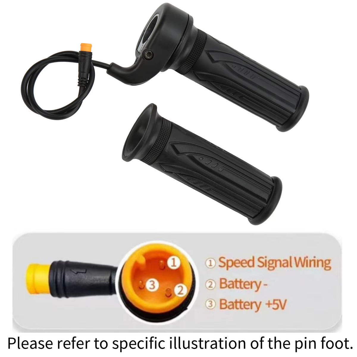 Electric Bike Throttle with 3 Pin Waterproof Connector 20X Scooter Speed Throttle Handle 12V to 72V for 22.2Mm Handlebar