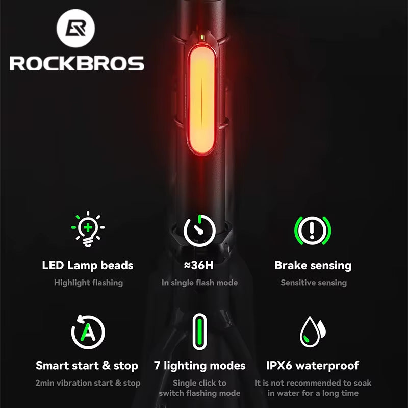 Bicycle Light Magnetically Absorbed Smart Brake Tail Light MTB Bike Lights Road Bike Night Tail Light Cycling Equipment