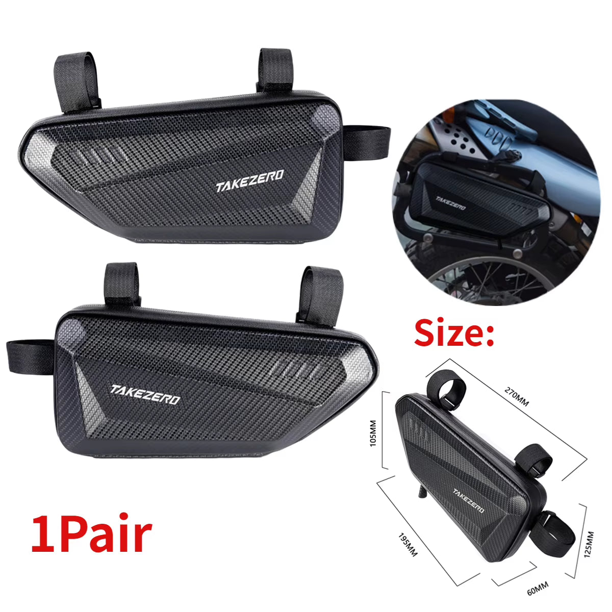 Motorcycle Side Bags Waterproof EVA Hard Shell Electric Bike Hanging Bag Mountain Bike Triangle Pouch Bag Motorcycle Saddle Bag