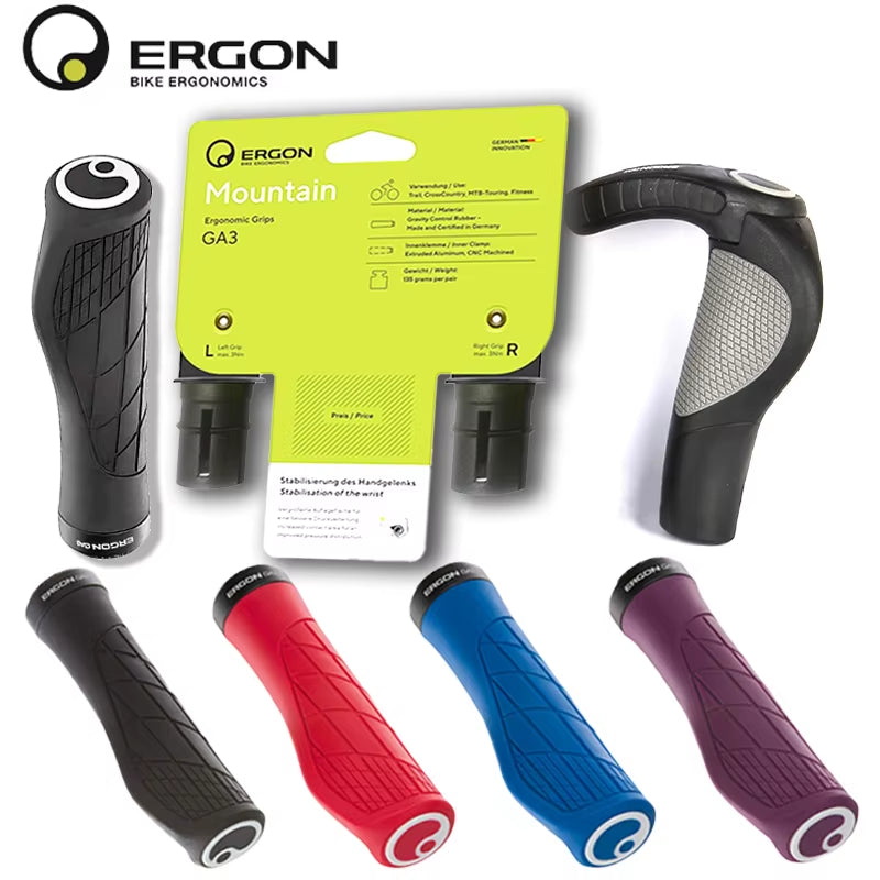 Ergon GA3 L Size Ergonomic All-Mountain Bike Grips Comfort & Wrist Support for MTB Non-Slip Mountain Road Bike Handle Accessorie