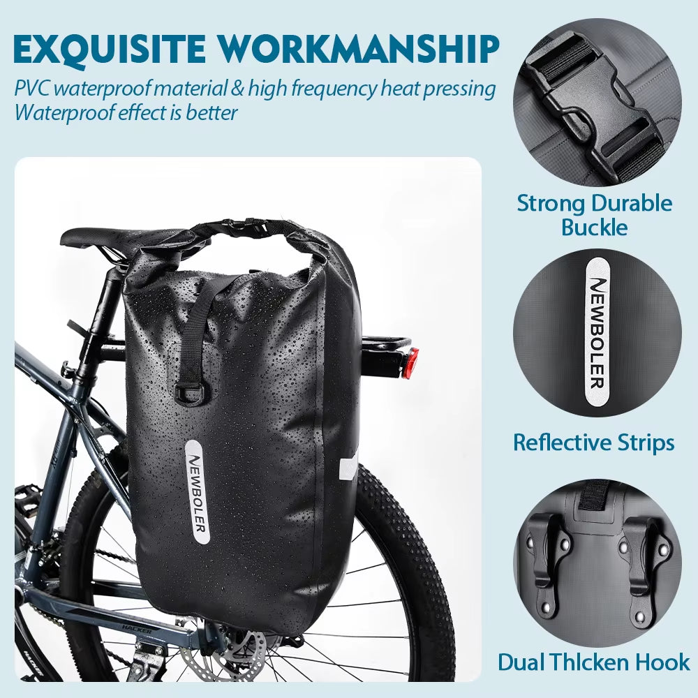 100%Waterproofbike Bag 20L Travel Cycling Bag Basket Bicycle Rear Rack Tail Seat Trunk Bag Bicycle Bag Panniers