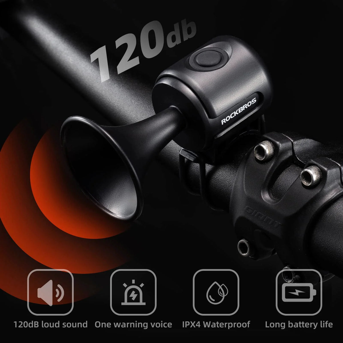 Bike Bell Electric Bike Horn Waterproof 120Db