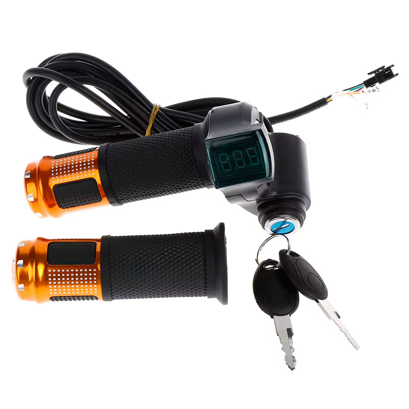 1 Pair 12-96V Universal Electric Bicycle Switch Control Handle Throttle with LCD Digital Display Lock Twist Throttles Accessory