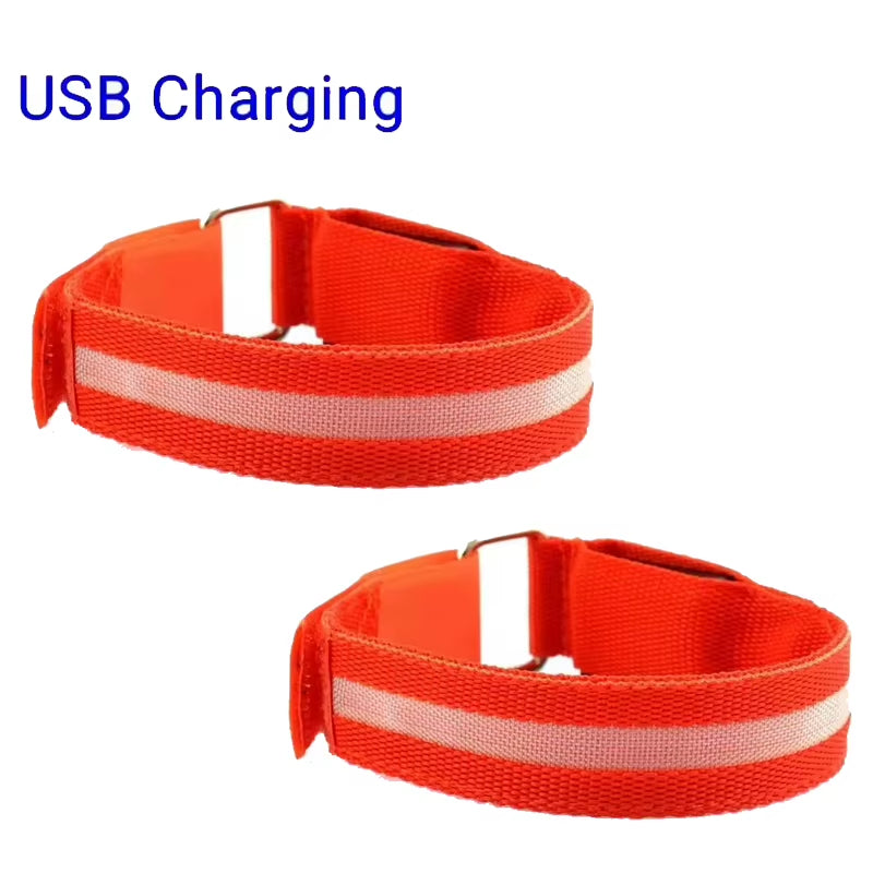 Outdoor Night Running Armband USB Rechargeable LED Light Sports Safety Belt Arm Leg Warning Wristband Cycling Bike Bicycle Light