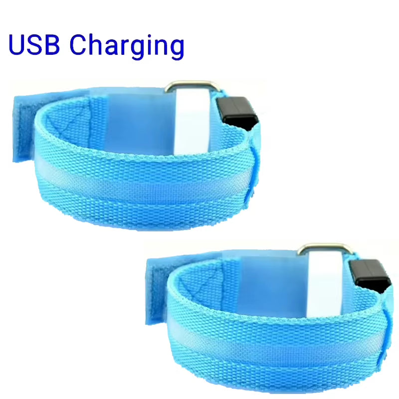 Outdoor Night Running Armband USB Rechargeable LED Light Sports Safety Belt Arm Leg Warning Wristband Cycling Bike Bicycle Light