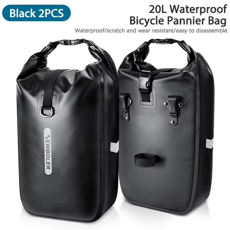 100%Waterproofbike Bag 20L Travel Cycling Bag Basket Bicycle Rear Rack Tail Seat Trunk Bag Bicycle Bag Panniers