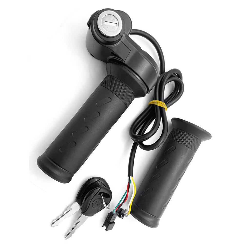 1 Pair E-Bike Throttle Grip Universal Electric Bicycle Scooter Twist Handlebar with Lock & Key ,Twist Accelerator Replacement