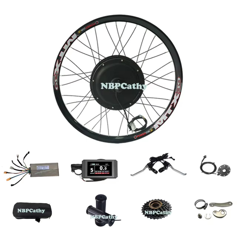 2000W Ebike Conversion Kit MTX39 Rim 2000W Electric Hub Motor Bike Kit Rear Wheel 52V Electric Bike Kit