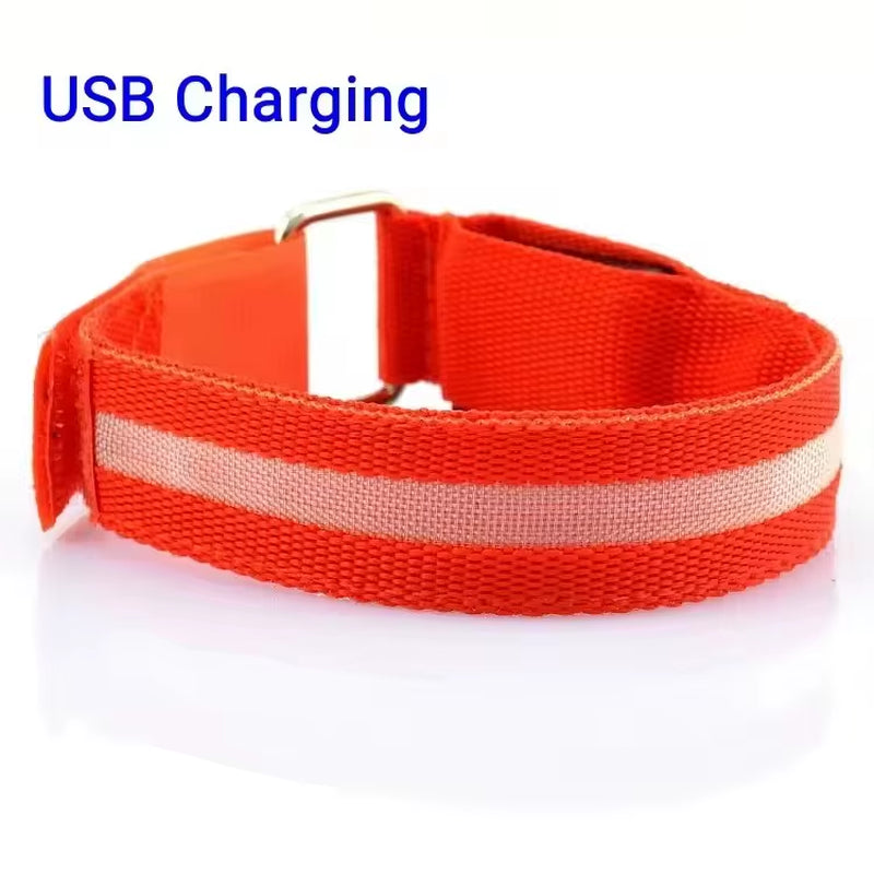 Outdoor Night Running Armband USB Rechargeable LED Light Sports Safety Belt Arm Leg Warning Wristband Cycling Bike Bicycle Light