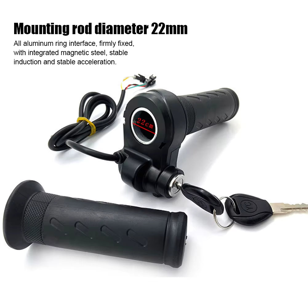1 Pair E-Bike Throttle Grip Universal Electric Bicycle Scooter Twist Handlebar with Lock & Key ,Twist Accelerator Replacement