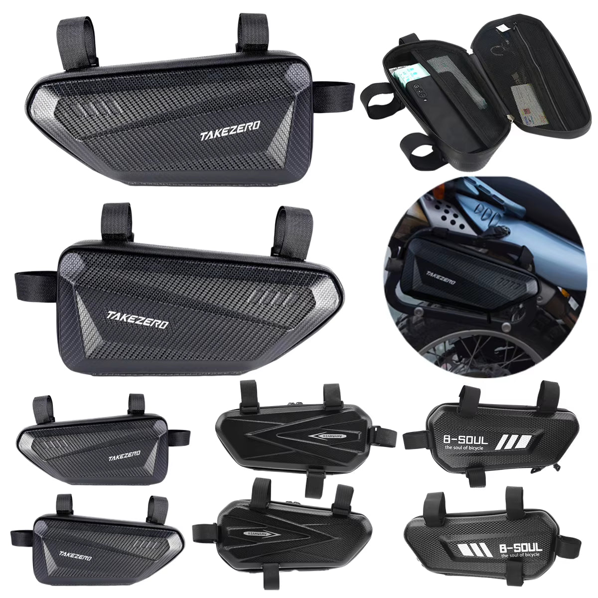 Motorcycle Side Bags Waterproof EVA Hard Shell Electric Bike Hanging Bag Mountain Bike Triangle Pouch Bag Motorcycle Saddle Bag