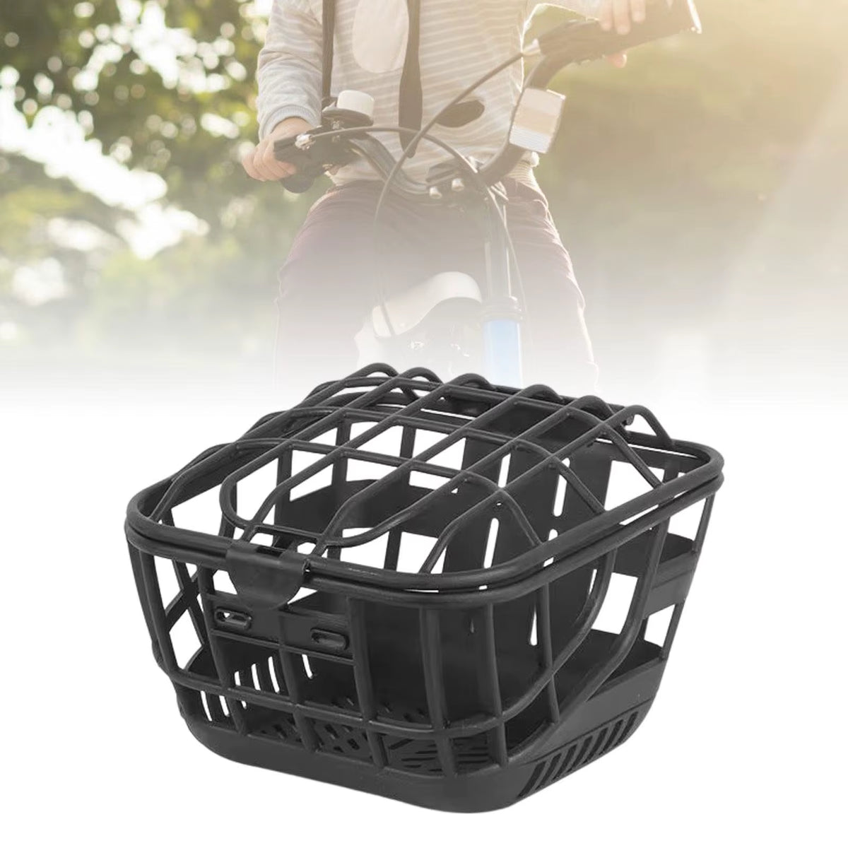 Bike Basket Large Capacity Sundries Container Bicycle Front Basket with Cover for Riding Electric Bikes Kids Bikes Road Bikes