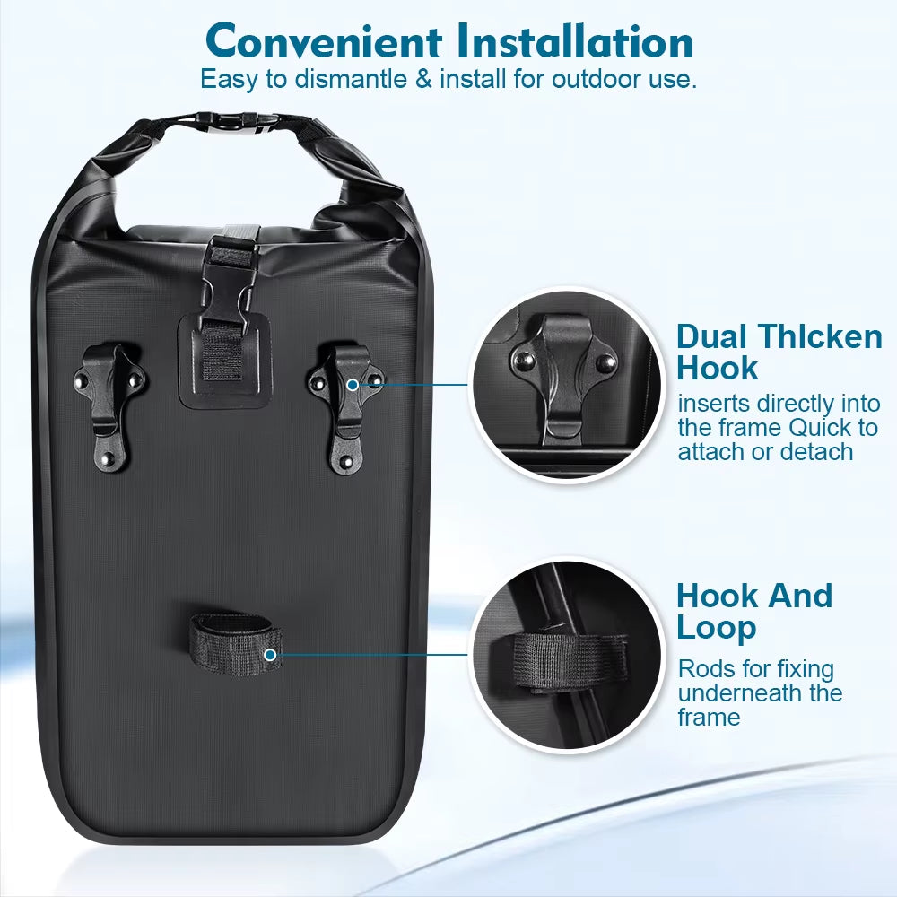 100%Waterproofbike Bag 20L Travel Cycling Bag Basket Bicycle Rear Rack Tail Seat Trunk Bag Bicycle Bag Panniers