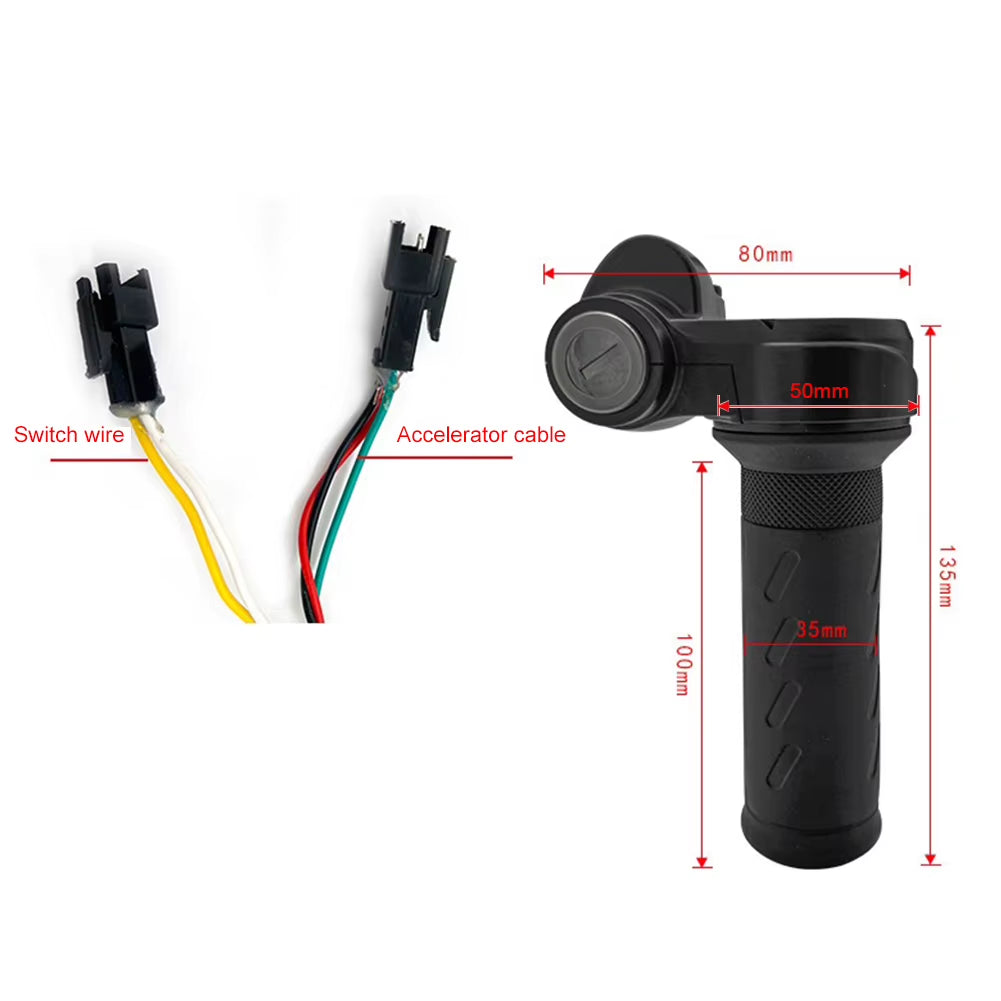 1 Pair E-Bike Throttle Grip Universal Electric Bicycle Scooter Twist Handlebar with Lock & Key ,Twist Accelerator Replacement