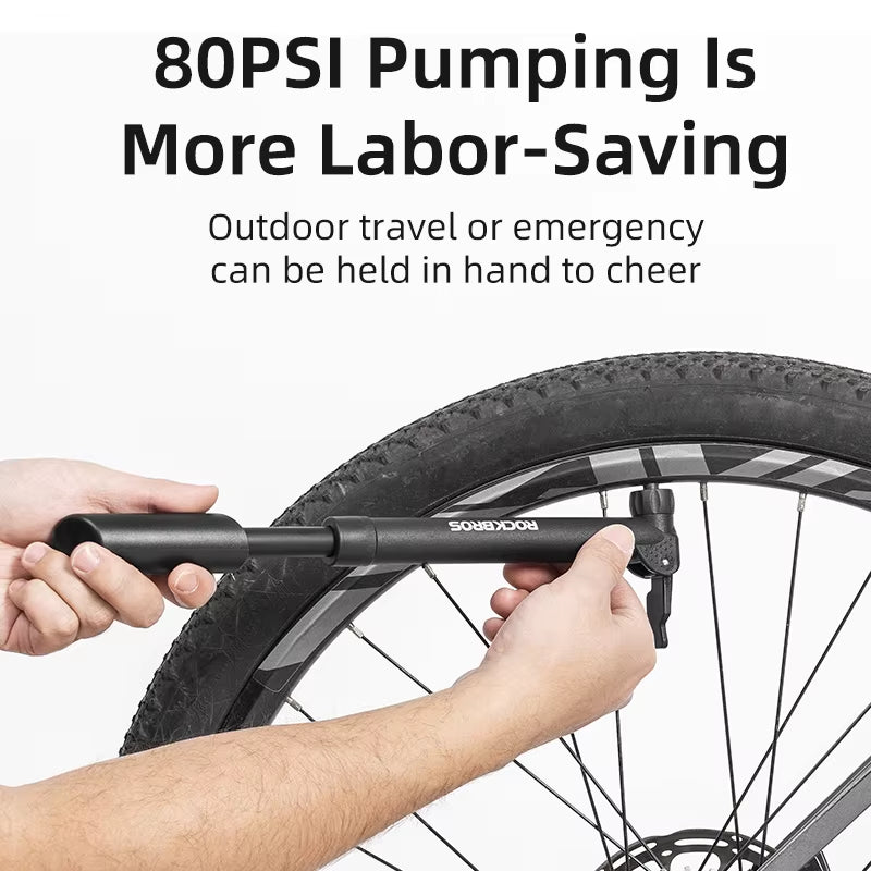 Bike Pump 80PSI Schrader Presta Valve Bicyle Pump MTB Road Mini Portable Air Inflator Nylon Cycling Pump Accessories