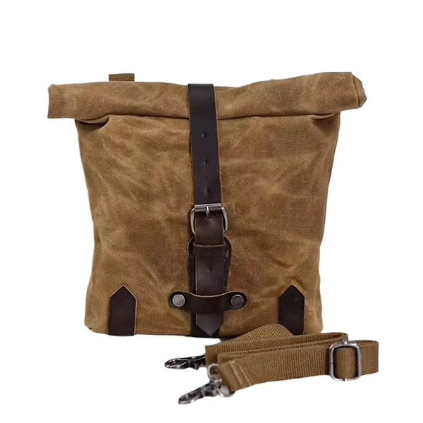Vintage Waxed Canvas Motorcycles Saddle Bags Motorcycle Tool Bag Waterproof Motorcycle Fork Bag Motorcycle Rear Side Bag