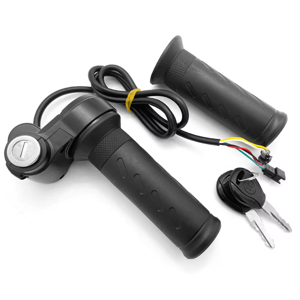 1 Pair E-Bike Throttle Grip Universal Electric Bicycle Scooter Twist Handlebar with Lock & Key ,Twist Accelerator Replacement